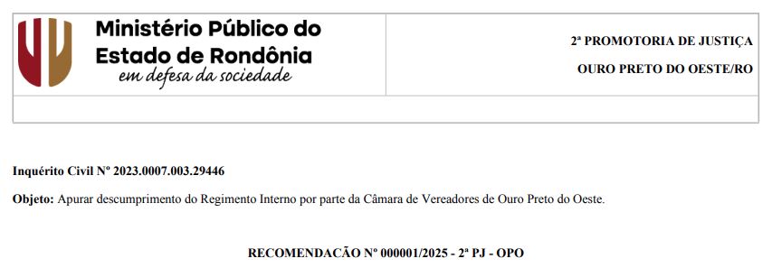Recomendação 01/2025 MPRO