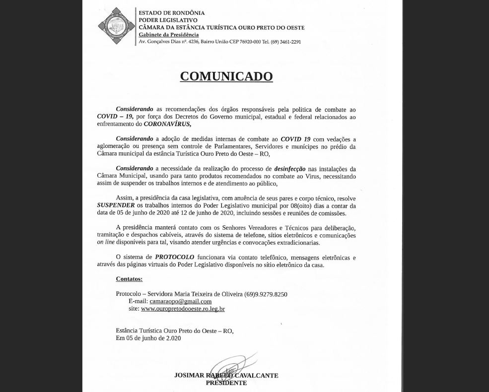 COMUNICADO - Combate à COVID-19