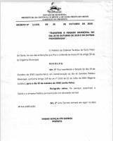 DECRETO N° 13.858 TRANSFERE O FERIADO MUNICIPAL DO DIA 28 DE OUTUBRO DE 2020 