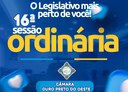 Veja o que será deliberado na 16ª Sessão Ordinária que acontecerá nesta Segunda-Feira (18/05/2026)